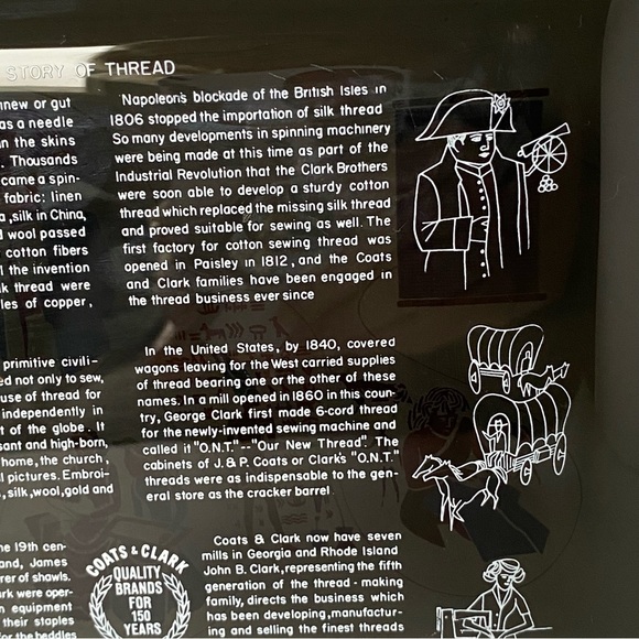 Coats And Clark STORY OF THREADS 1962 Smoky Gray Art Glass Plate Dish Tray 7”x9” - Picture 7 of 12